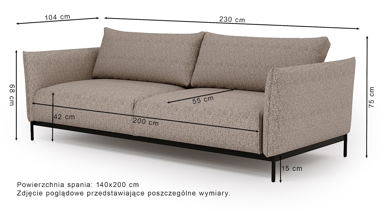 Kanapa rozkładana Soliano z pojemnikiem i z pufą ciemnoszary szenil  - zdjęcie 14