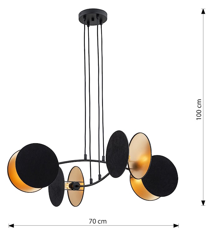 Lampa wisząca Soliess czarno-złota x4  - zdjęcie 9