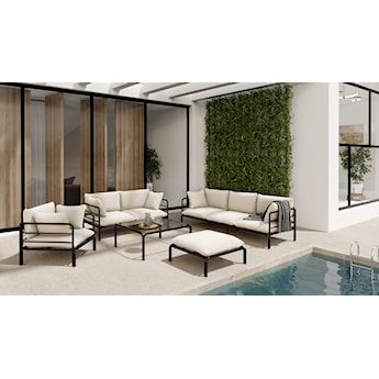 Fotel ogrodowy Worcully w tkaninie hydrofobowej beżowy/ czarny stelaż