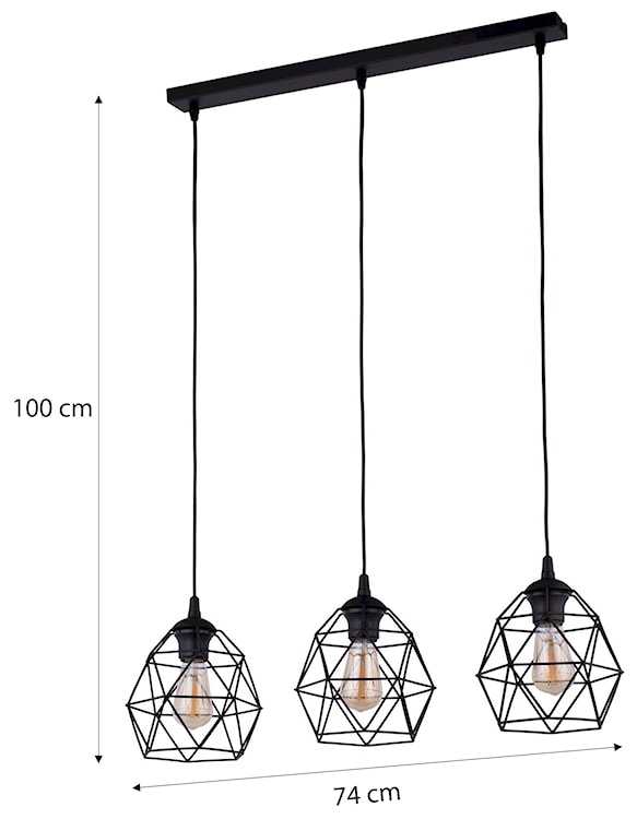 Lampa wisząca Sphier x3 czarna  - zdjęcie 2