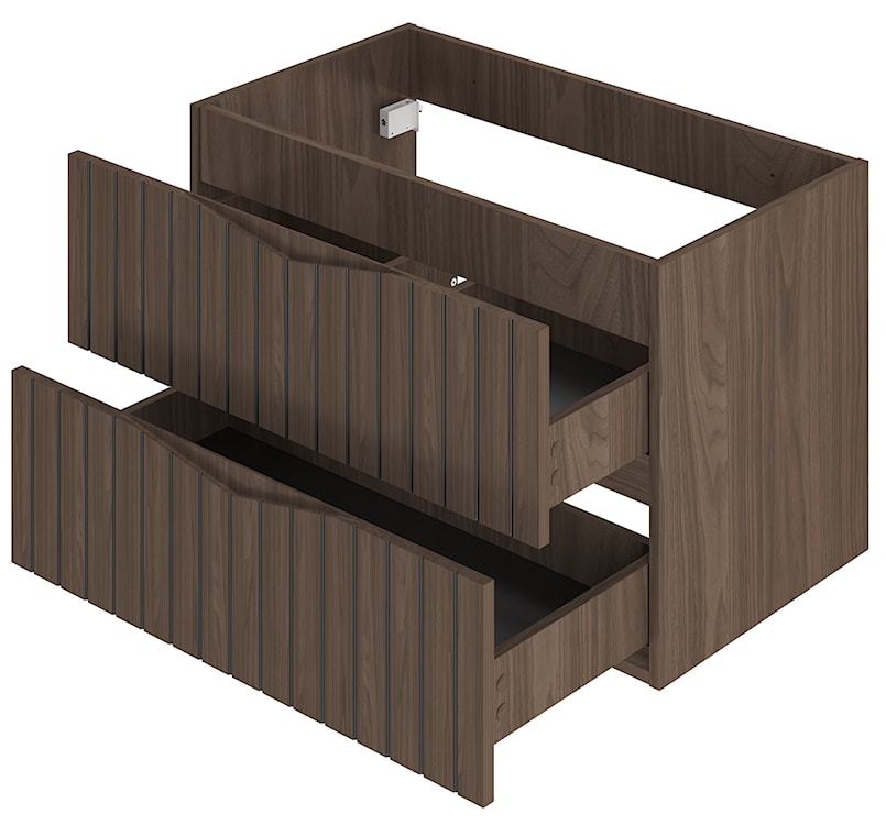 Szafka pod umywalkę Stella 80 cm ryflowane fronty orzech / czarny mat  - zdjęcie 5