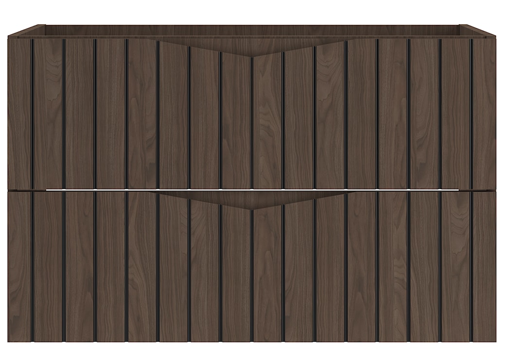 Szafka pod umywalkę Stella 80 cm ryflowane fronty orzech / czarny mat  - zdjęcie 4