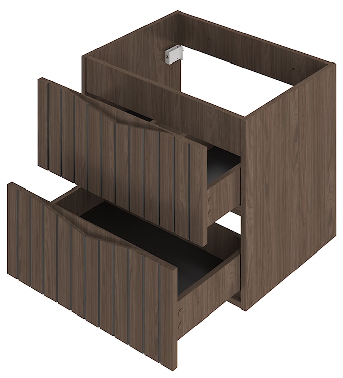 Szafka łazienkowa z umywalką Stella 60 cm ryflowane fronty orzech / czarny mat  - zdjęcie 6