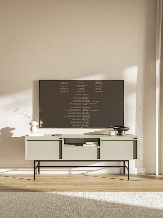 Szafka RTV dwudrzwiowa Evo z szufladą i stelażem 154 cm kaszmir  - zdjęcie 2