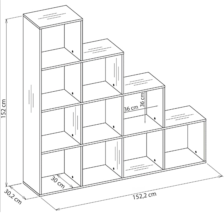 Regał schodkowy Stepi z dziesięcioma półkami 153 cm biały  - zdjęcie 7