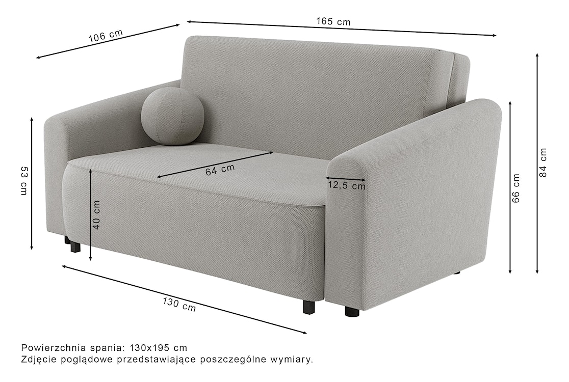 Kanapa rozkładana dwuosobowa Stevio 130 cm z pojemnikiem kremowa szenil hydrofobowy  - zdjęcie 8