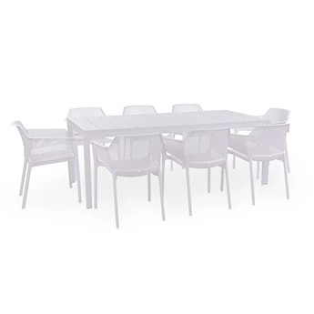 Zestaw ogrodowy rozkładany stół Rio 210-280x100 cm i 8 krzeseł Net Nardi z certyfikowanego tworzywa biały