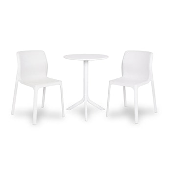 Zestaw balkonowy okrągły stół Spritz 60 cm i 2 krzesła Bit Nardi z certyfikowanego tworzywa biały