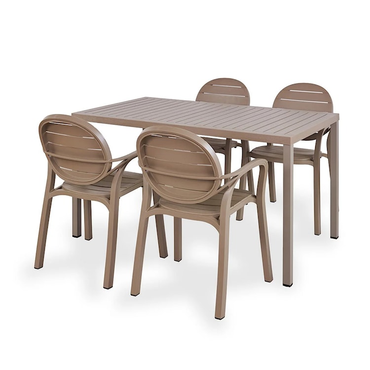 Zestaw ogrodowy stół Cube 140x80 cm i 4 krzesła Palma Nardi z certyfikowanego tworzywa brązowy