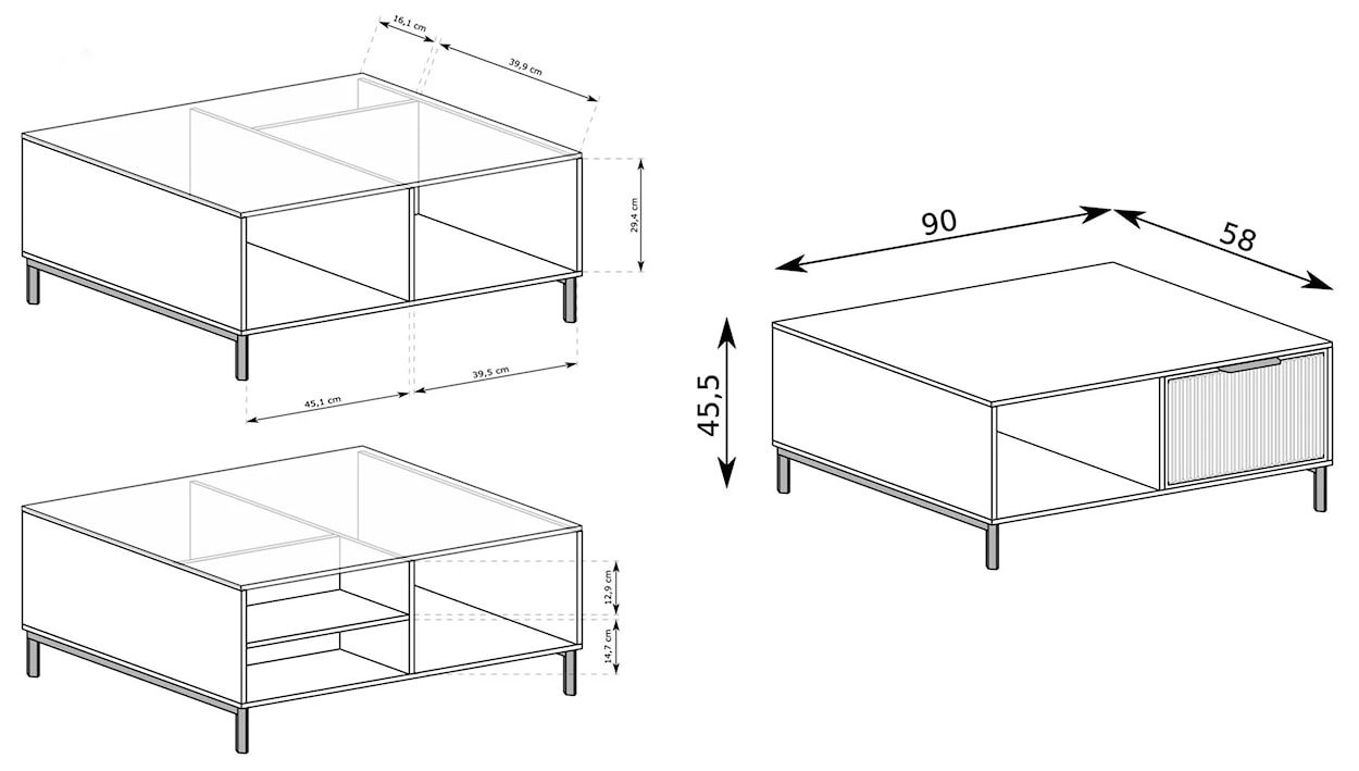 Stolik kawowy Passimo 90cm ciemny granat  - zdjęcie 2