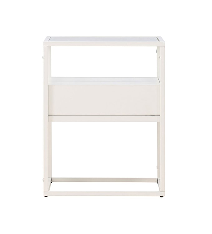 Stolik boczny Waventia 40x40 cm z szufladą stalowy biały  - zdjęcie 7