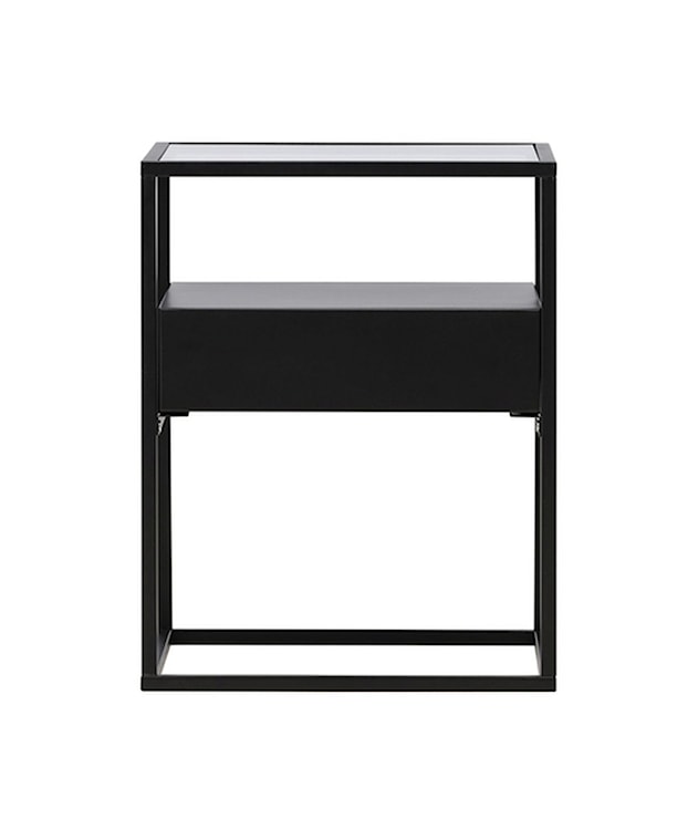 Stolik boczny Waventia 40x40 cm z szufladą stalowy czarny  - zdjęcie 5