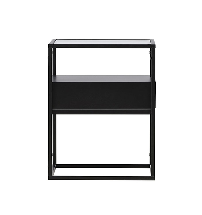 Stolik boczny Waventia 40x40 cm z szufladą stalowy czarny  - zdjęcie 7