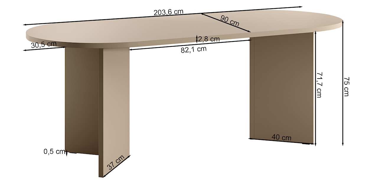 Stół do jadalni Ovo owalny 204 cm Jesion Portland Czarny  - zdjęcie 13
