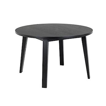 Stół do jadalni Zdenci rozkładany okrągły fornir dębowy czarny matowy 120-220x120 cm