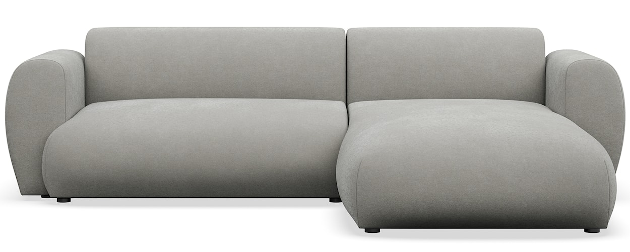 Narożnik z funkcją spania Emia L-kształtny prawostronny jasnoszary szenil łatwoczyszczący 