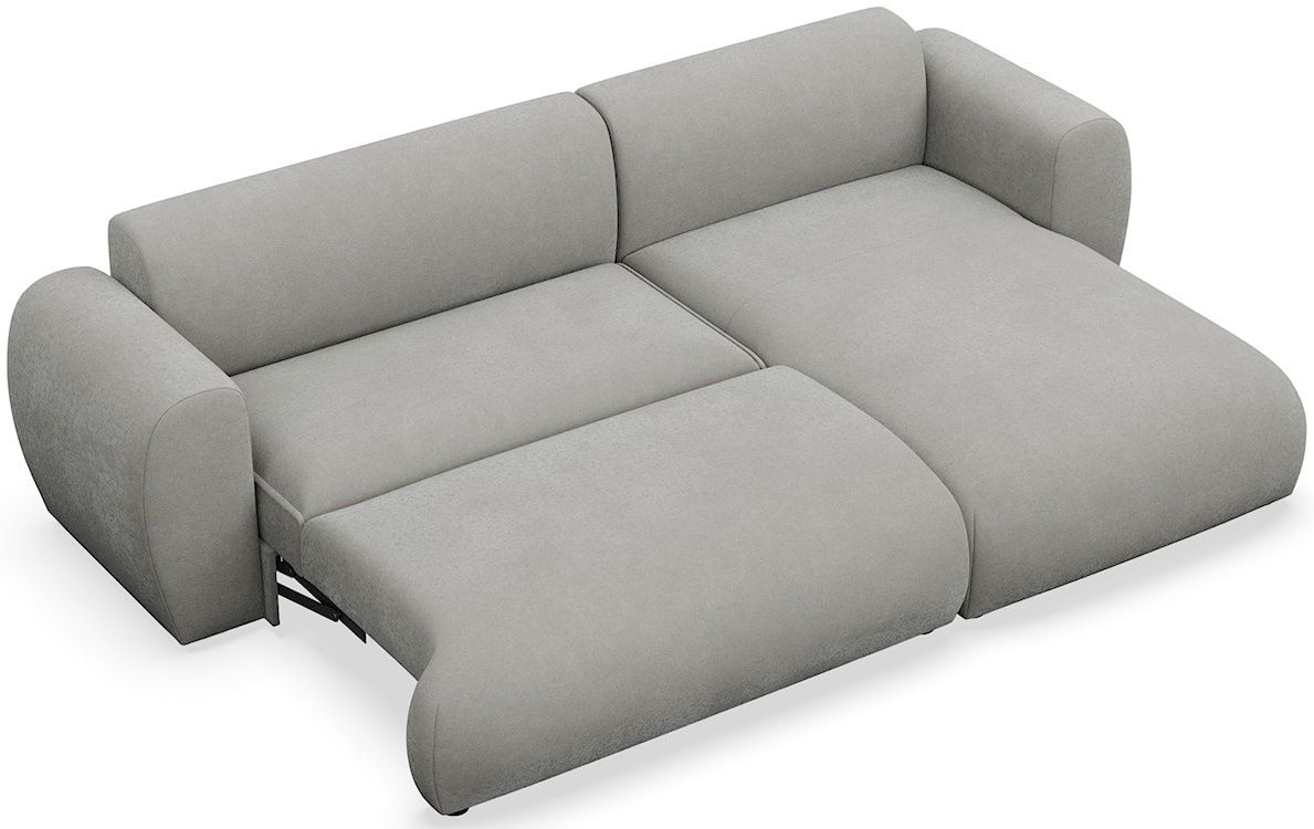 Narożnik z funkcją spania Emia L-kształtny prawostronny jasnoszary szenil łatwoczyszczący  - zdjęcie 3