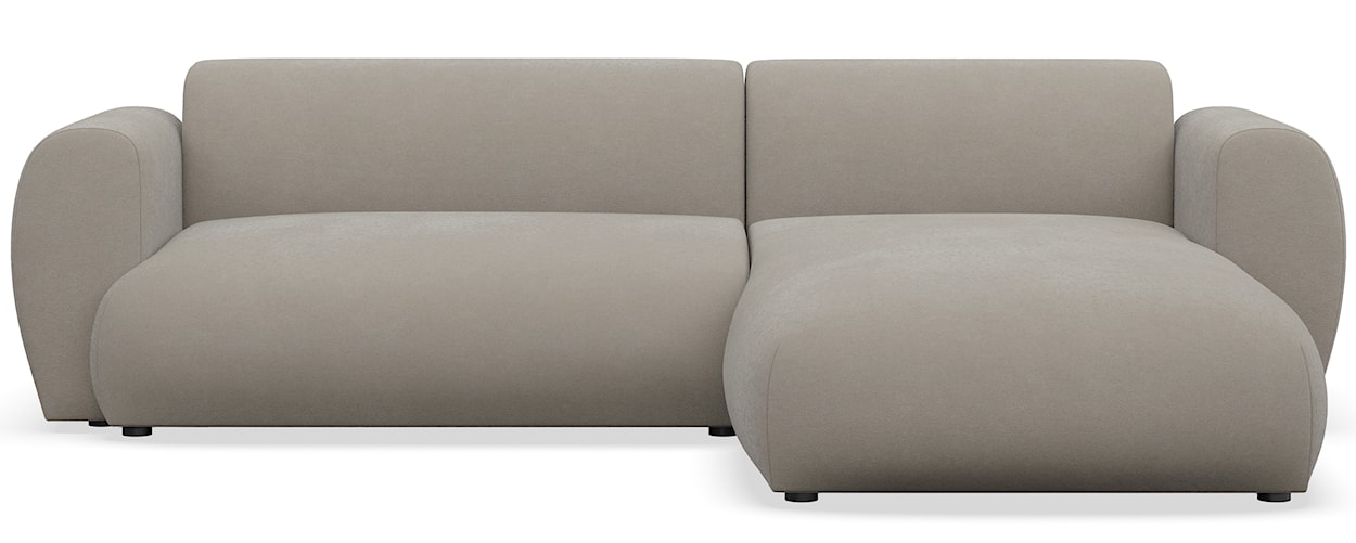 Narożnik z funkcją spania Emia L-kształtny prawostronny szarobeżowy szenil łatwoczyszczący 