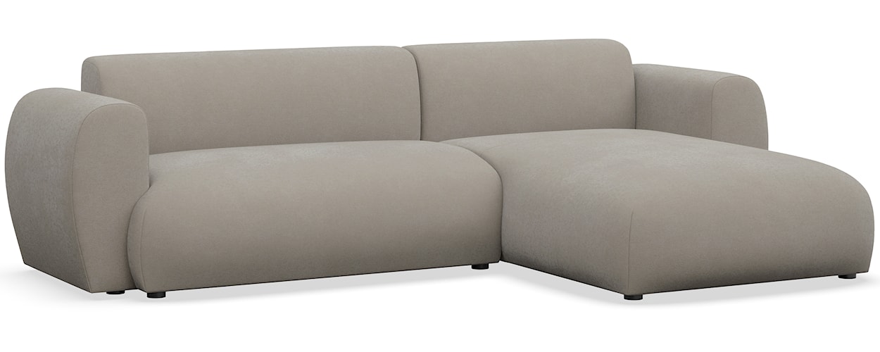 Narożnik z funkcją spania Emia L-kształtny prawostronny szarobeżowy szenil łatwoczyszczący  - zdjęcie 5