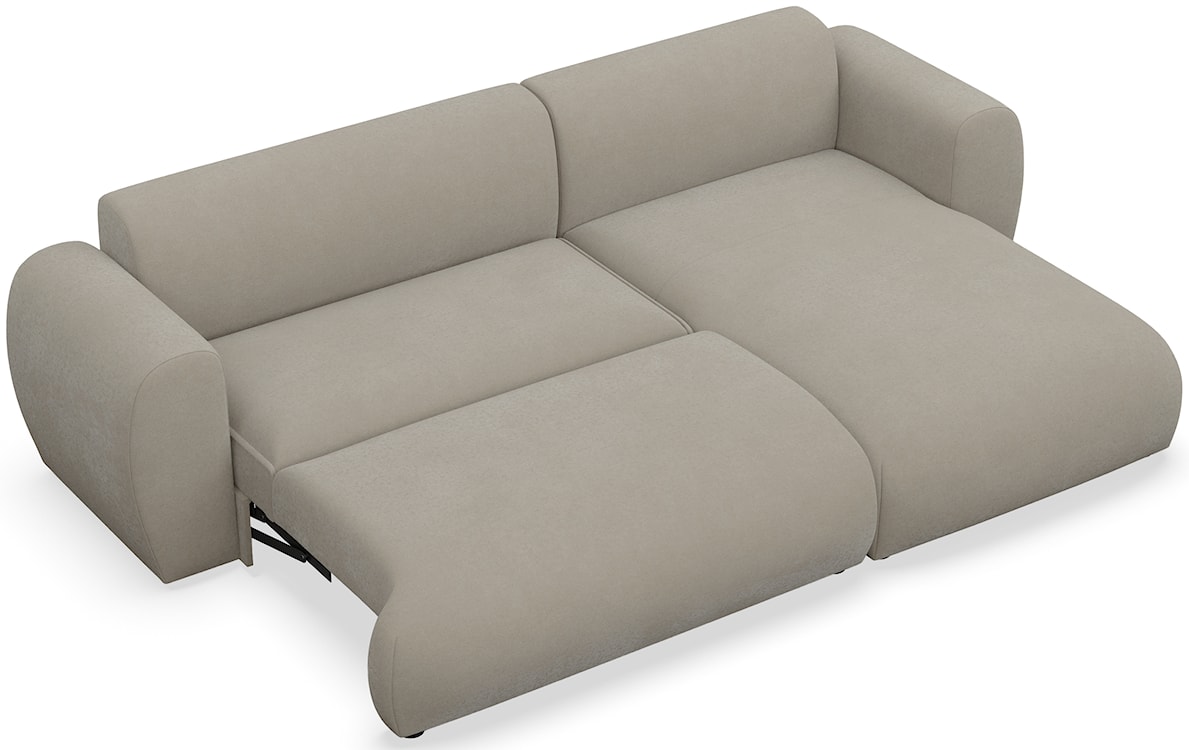 Narożnik z funkcją spania Emia L-kształtny prawostronny szarobeżowy szenil łatwoczyszczący  - zdjęcie 3