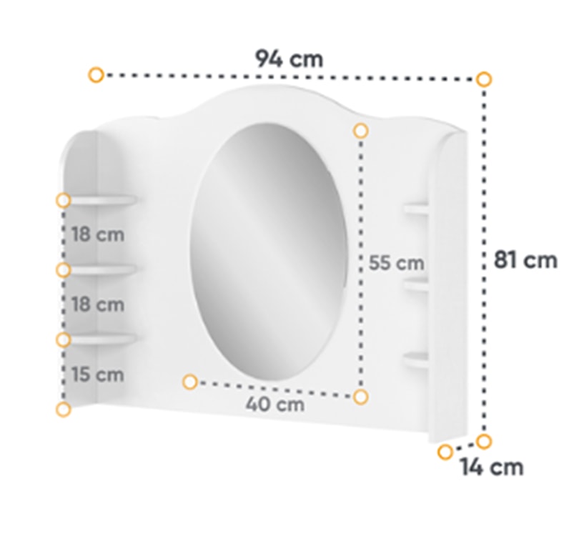 Nadstawka do biurka Story z lustrem i półkami 94 cm biała/dąb nash  - zdjęcie 8