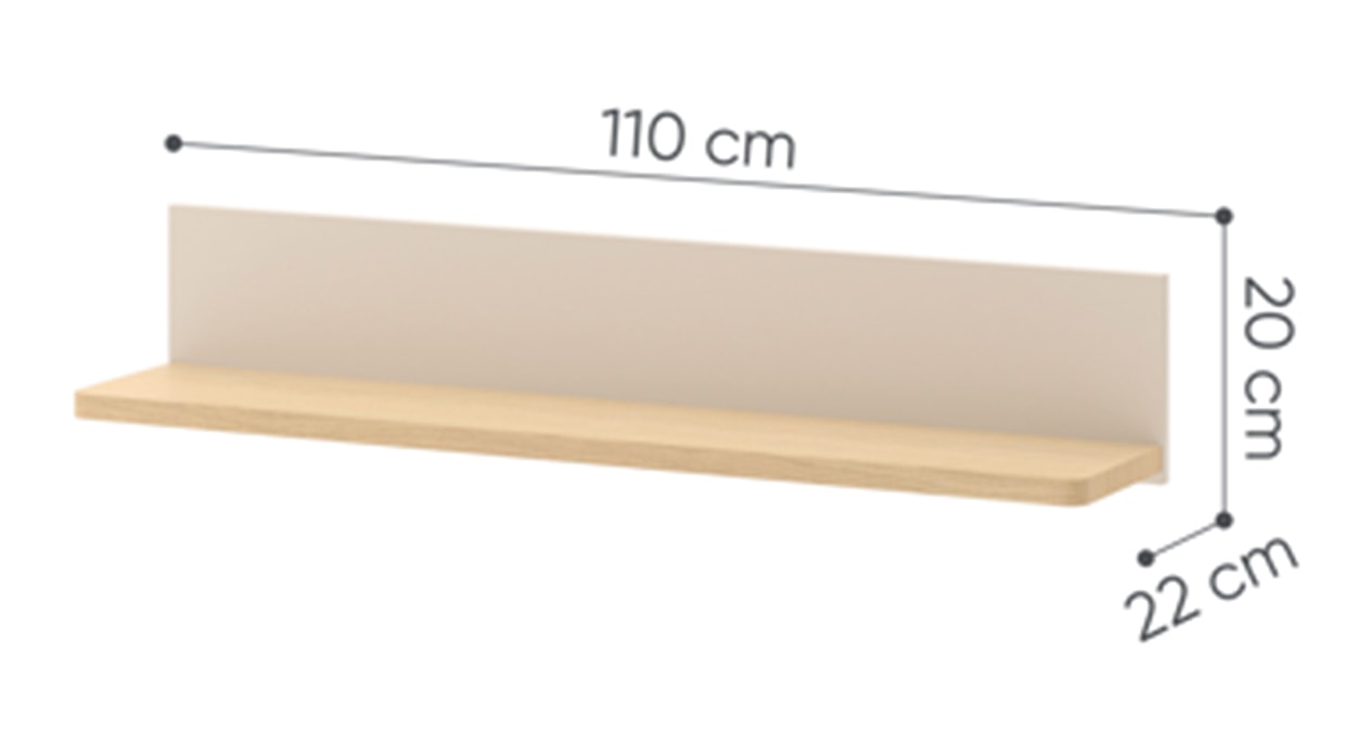 Półka do pokoju dziecięcego Story 110 cm beż piaskowy/dąb vincenza bielona  - zdjęcie 3