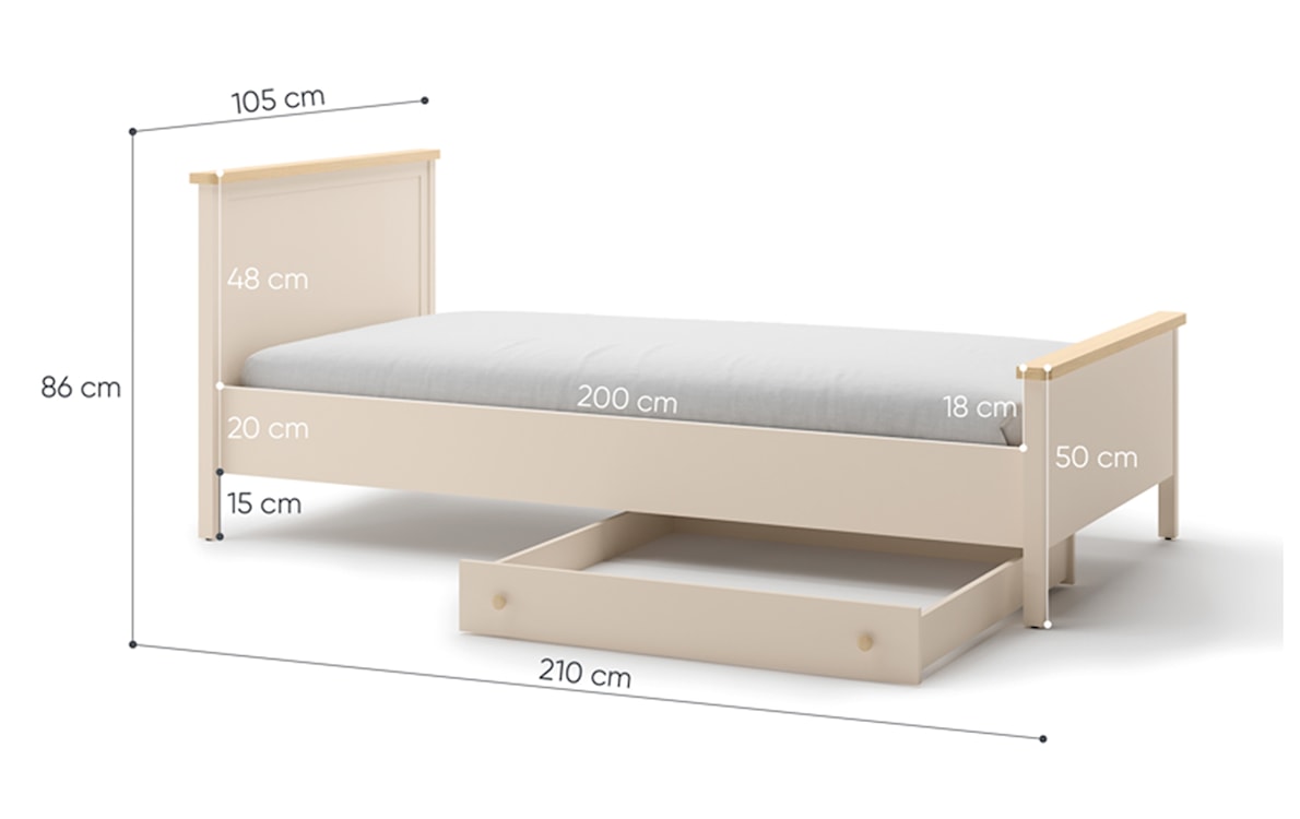 Łóżko dla dziecka 90x200 cm Story beż piaskowy/dąb vincenza bielona  - zdjęcie 10