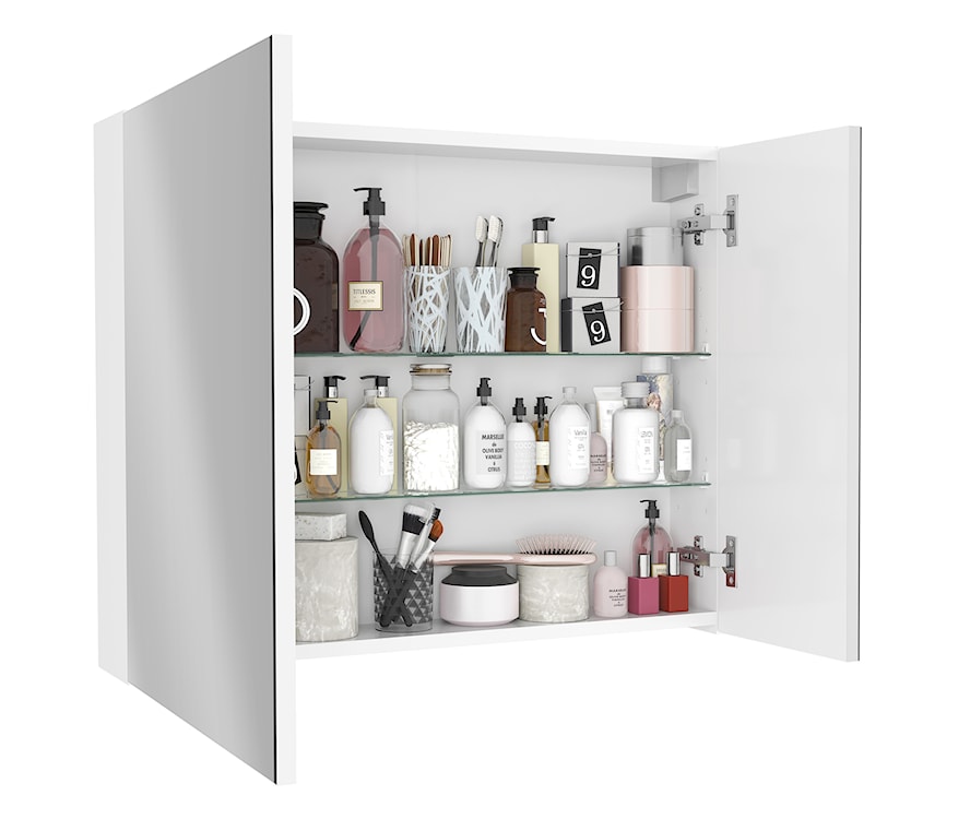 Szafka łazienkowa wisząca Stouq 75x60x15 cm z lustrem biała  - zdjęcie 2