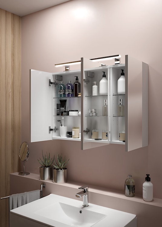 Szafka łazienkowa wisząca Stouq 85x60x15 cm z lustrem biała  - zdjęcie 2