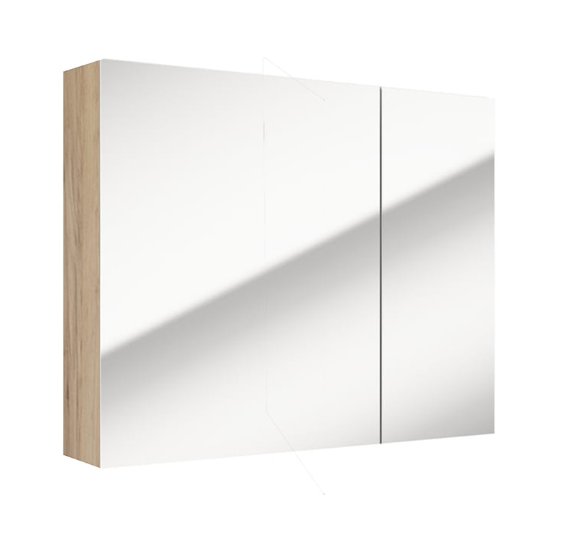Szafka łazienkowa wisząca Stouq 80x60x15 cm z lustrem dąb 