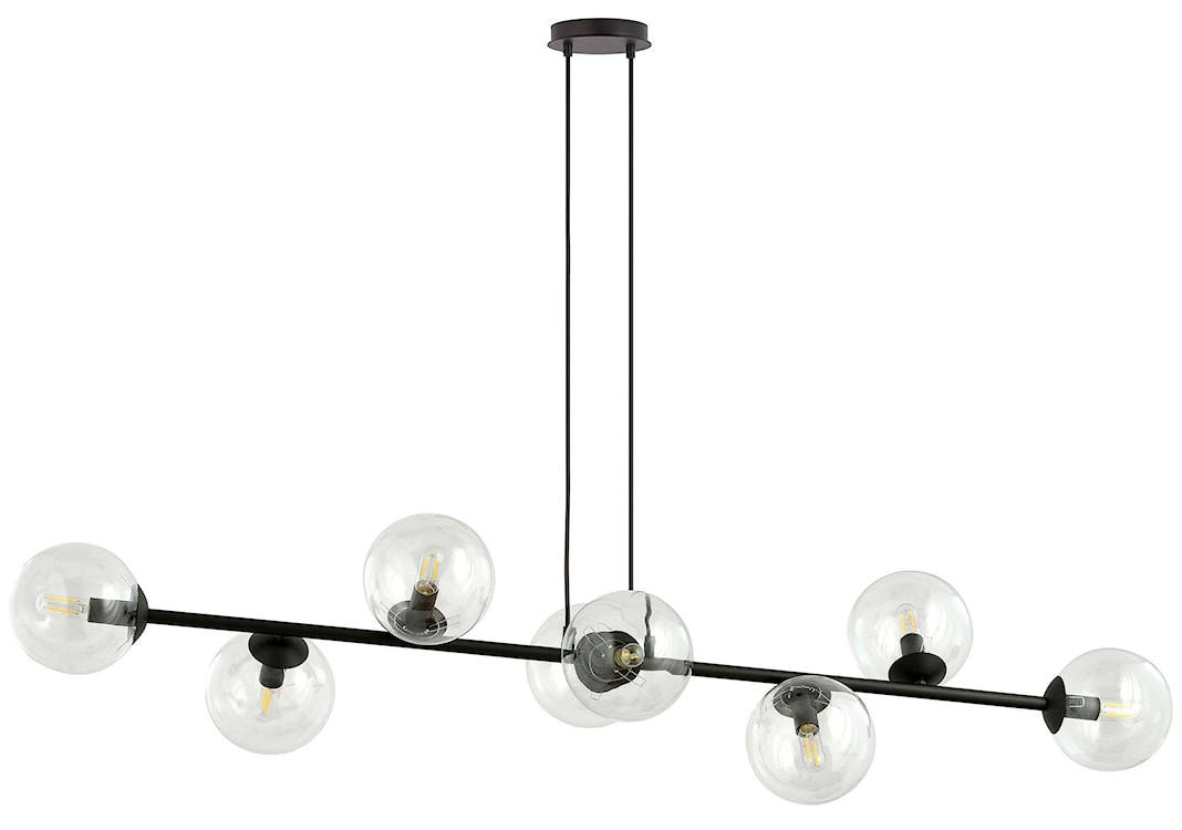 Lampa wisząca Sulmona czarna z transparentnymi kloszami x8 