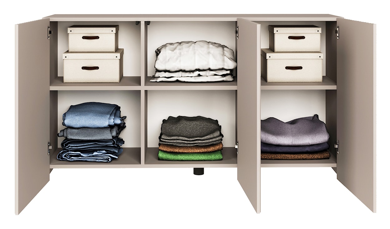 Komoda trzydrzwiowa Sunds z ryflowanymi frontami 150 cm kaszmir  - zdjęcie 5