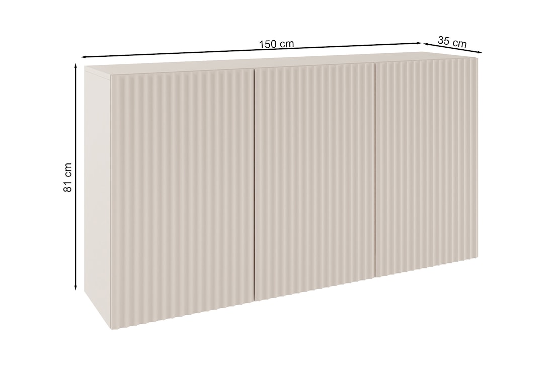 Komoda trzydrzwiowa Sunds z ryflowanymi frontami 150 cm kaszmir  - zdjęcie 6