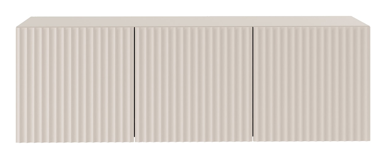 Szafka RTV trzydrzwiowa Sunds z ryflowanymi frontami 150 cm kaszmir  - zdjęcie 4