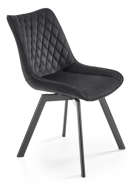 Krzesło tapicerowane Chanen z ozdobnym pikowaniem czarne  - zdjęcie 3