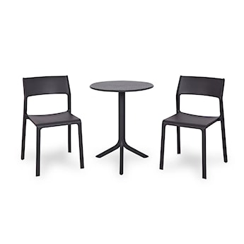 Zestaw balkonowy okrągły stół Step 60 cm i 2 krzesła Trill Nardi z certyfikowanego tworzywa antracytowy
