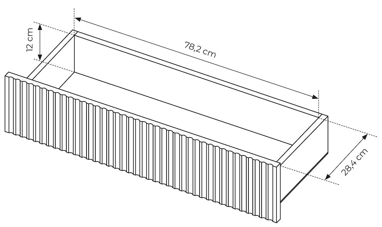 Komoda dwudrzwiowa Falsetto z ryflowanymi frontami i trzema szufladami 187 cm czarna  - zdjęcie 10