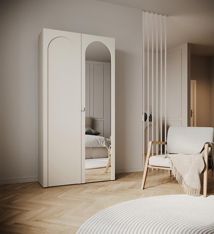 Szafa dwudrzwiowa Arkadia z frezowanym frontem i lustrem 100 cm kaszmir  - zdjęcie 2