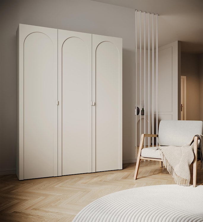 Szafa trzydrzwiowa Arkadia z frezowanym frontem 150 cm kaszmir  - zdjęcie 2