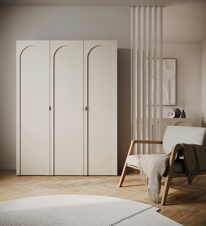 Szafa trzydrzwiowa Arkadia z frezowanym frontem 150 cm kaszmir  - zdjęcie 3