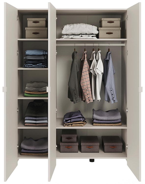 Szafa trzydrzwiowa Arkadia z frezowanym frontem i lustrem 150 cm kaszmir  - zdjęcie 5