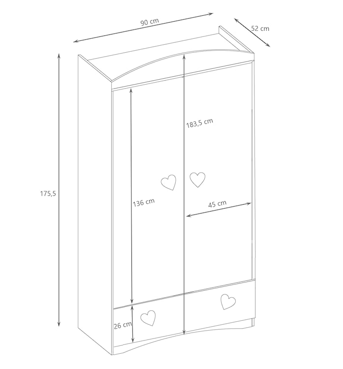 Szafa dziecięca Ciliata biała z motywem serca  - zdjęcie 8