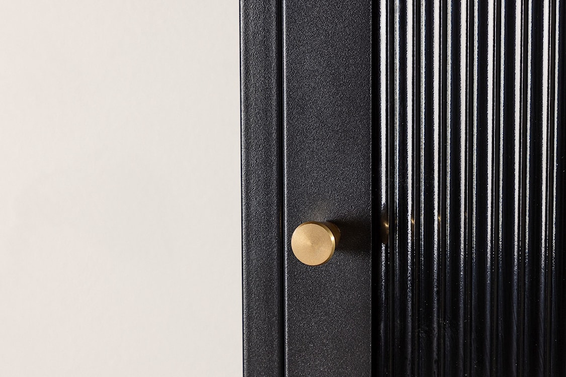 Witryna Bequiti 180x37 cm wysoka czarna z drzwiczkami  - zdjęcie 5