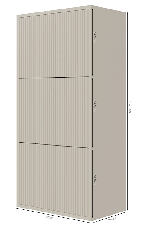 Szafka na buty Veldio z frezowanym frontem i trzema przegrodami 50 cm Szary beż wisząca  - zdjęcie 8