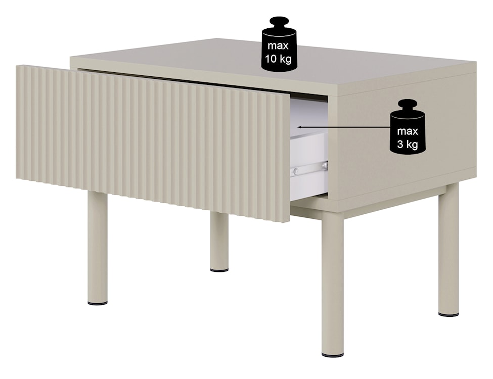 Szafka nocna Veldio New z frezowanym frontem i szufladą 50 cm szary beż  - zdjęcie 10