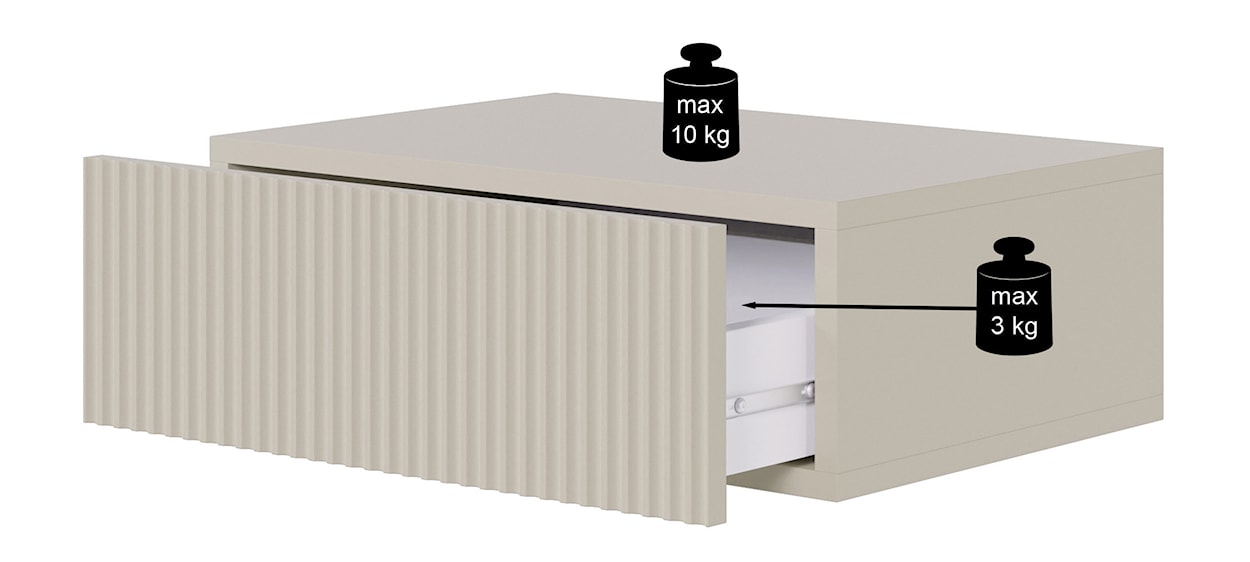 Szafka nocna Veldio z frezowanym frontem i szufladą 50 cm Biała wisząca  - zdjęcie 9