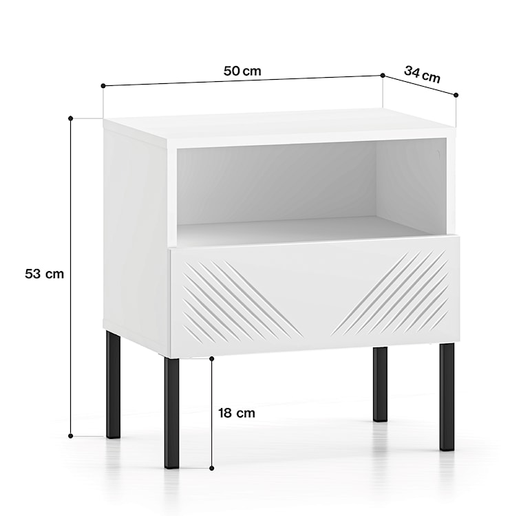 Szafka nocna Nebbato biała z czarnymi nóżkami  - zdjęcie 7