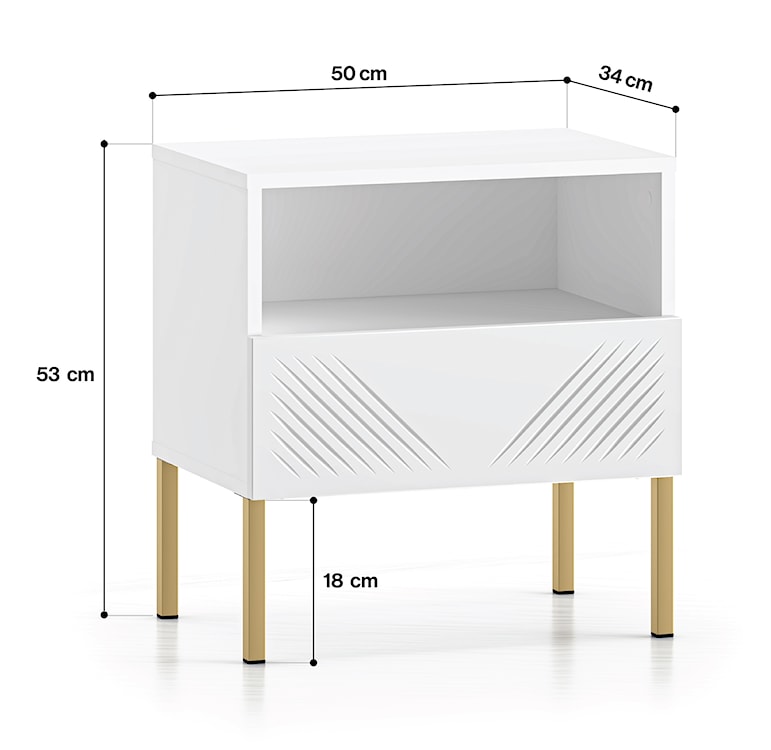 Szafka nocna Nebbato biała ze złotymi nóżkami  - zdjęcie 7