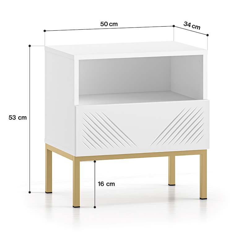 Szafka nocna Nebbato biała ze złotym stelażem  - zdjęcie 7