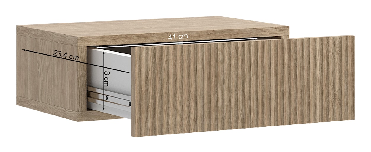 Szafka nocna Nolie z szufladą i ryflowaniem na froncie wisząca 50 cm dąb olejowany  - zdjęcie 8